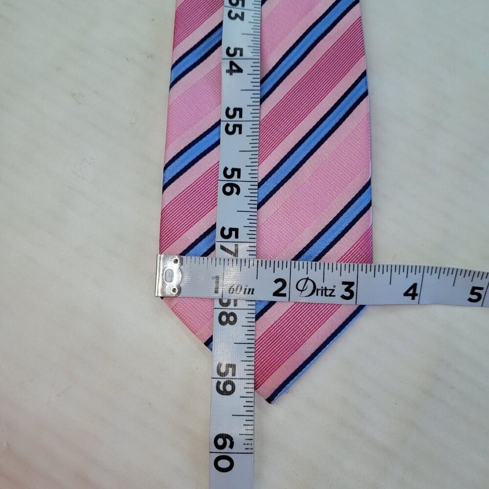 Jacob Alexander Tie Mens Necktie Pink Stiped Handmade Preppy Ken &‎ Barbie - Picture 6 of 7